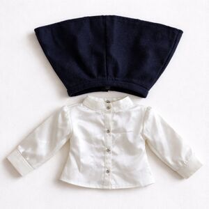 1998 American Girl Today Holiday blouse navy wool skirt